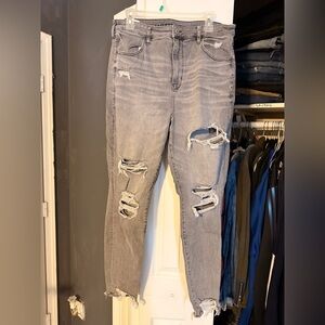 American Eagle Outfitters Gray Distressed Skinny Jeans